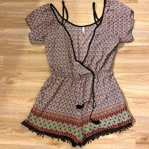 Printed cold shoulder romper